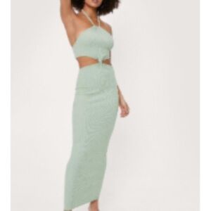 Nasty Gal Ribbed Cut Out Halter Maxi